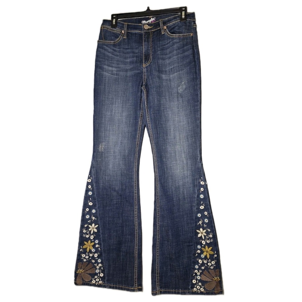Wrangler Womens Size 7 Embroidered Flare Leg Jeans Cowgirl Western
